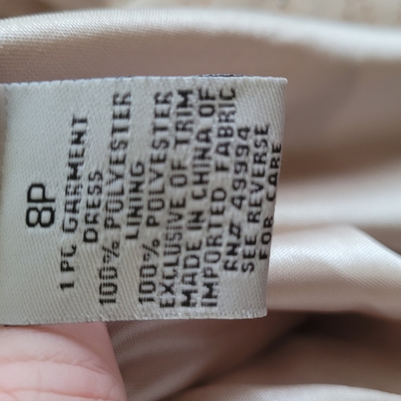 Dress Barn Pink Gold Dress Ribbon, Sequins, Rhinestones, Tulle Size 8 Petite - Picture 12 of 12